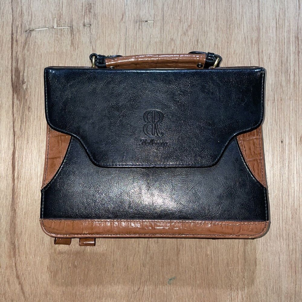 VINTAGE Bella Rose Bag 8x10 Multiple Pocket Card Holders Clasp Close Briefcase